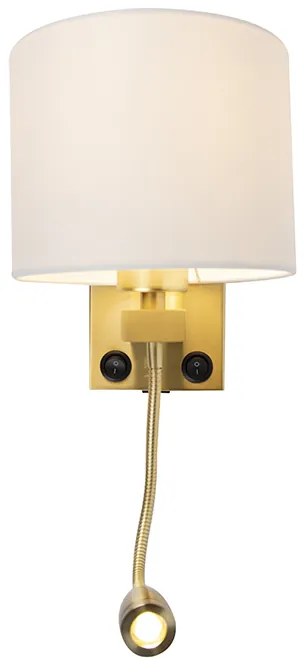 Aplică de perete aurie USB cu abajur alb - Brescia Combi