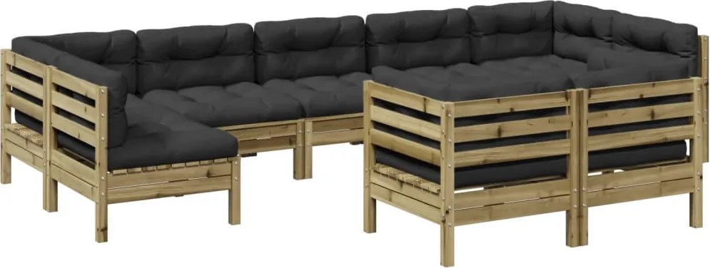vidaXL Set canapea de grădină cu perne, 9 piese, lemn de pin tratat