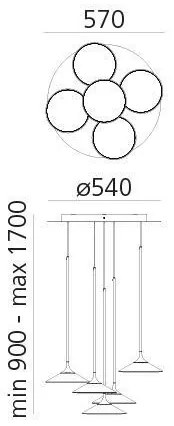 Lustră LED dimabilă pe cablu Artemide 0355030A ORSA CLUSTER LED/37W/230V 3000K