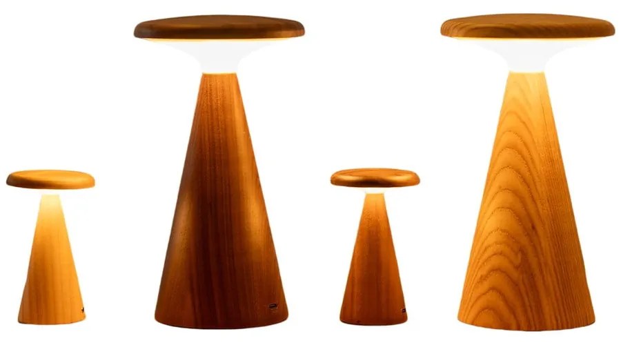 Veioză în culoare naturală LED cu abajur din lemn (înălțime 21 cm) Sylva – Gingko