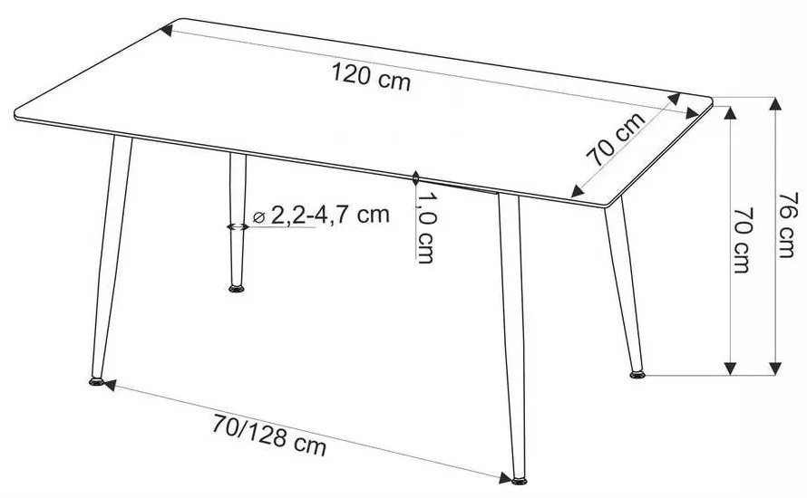 Masă de bucătărie Webster 120 cm, marmură / negru