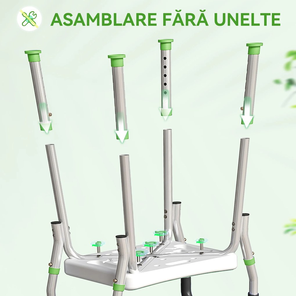 HOMCOM Scaun de duș din aluminiu, reglabil pe înălțime, cu cotiere și picioare antiderapante, verde | Aosom Romania
