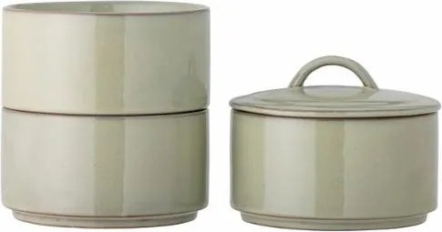 Borcan verde cu capac din ceramică galzurata, "Ebba"