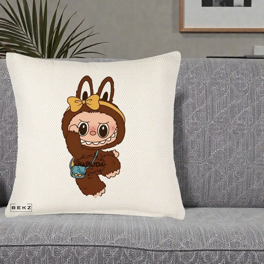 Perna Personalizata Kabuda Maro cu Funda Aurie, 40x40 cm, Crem Reliefat, Husa Detasabila, Perna Inclusa, BEKZ®