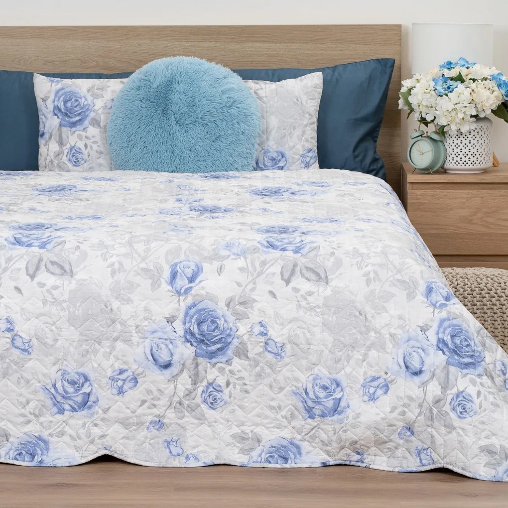 Cuvertură de pat 4Home Roses in blue, 220 x 240 cm+ 2x 40 x 40 cm