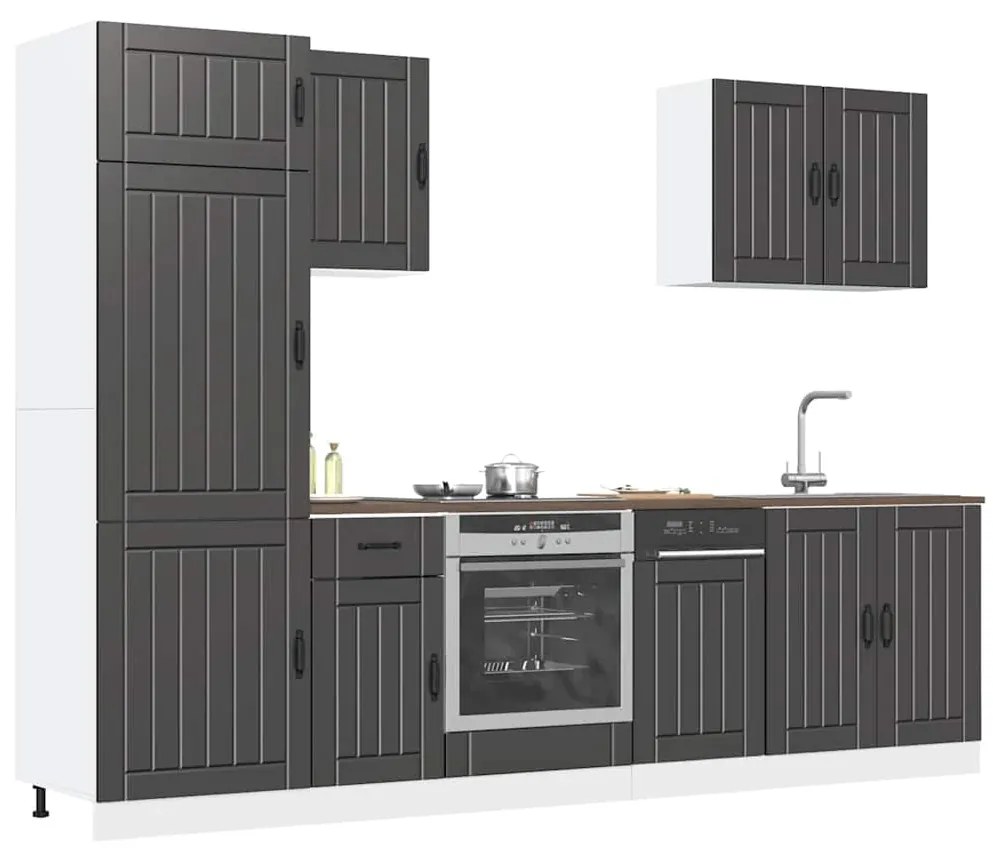 vidaXL Set dulap de bucătărie 7 piese „Lucca” lemn negru prelucrat