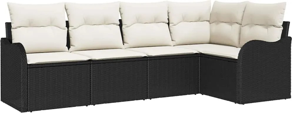 vidaXL Set de canapele pentru grădină 5 pcs Negru poliratan