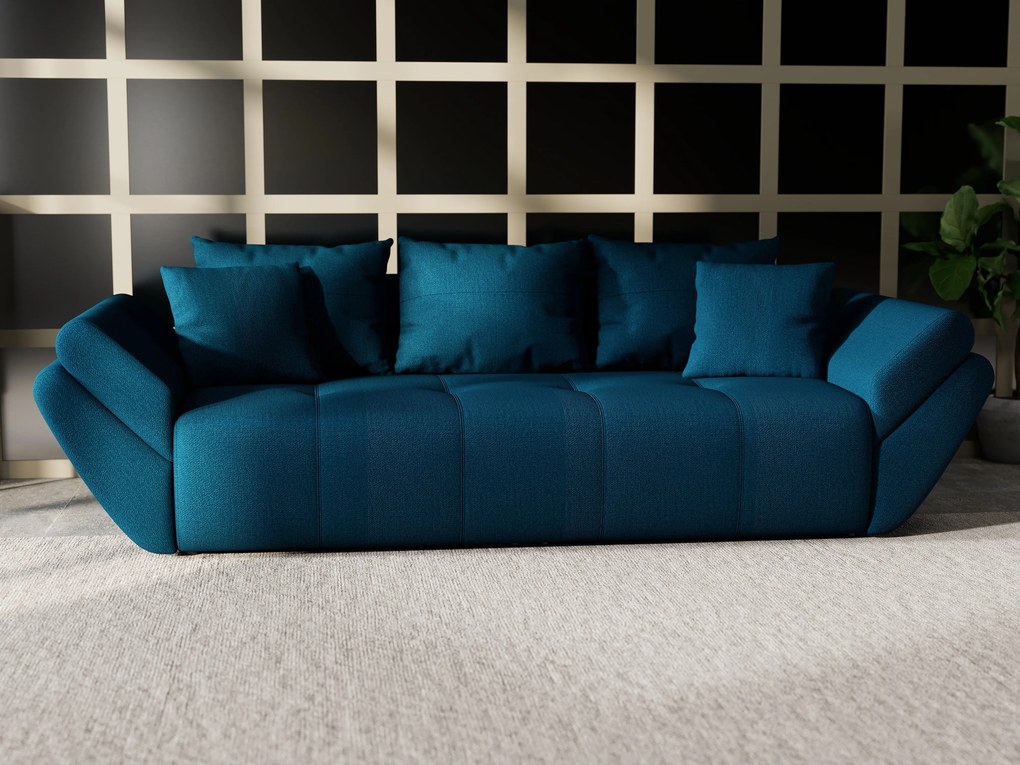 Canapea extensibilă dumonde cu ladă de depozitare si sezut confortabil din spuma high-density, Berlin Enjoy Petrol 250x100 cm