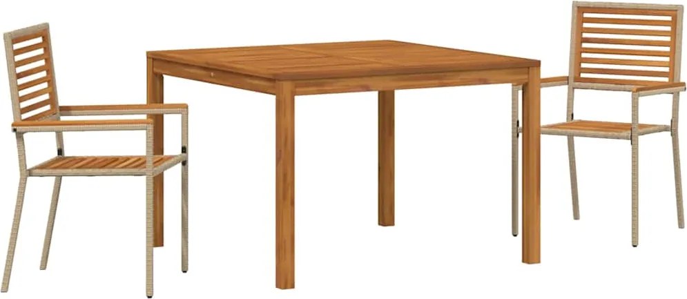vidaXL Set de masă pentru grădină 3 pcs Bej Lemn Solid de Acacia