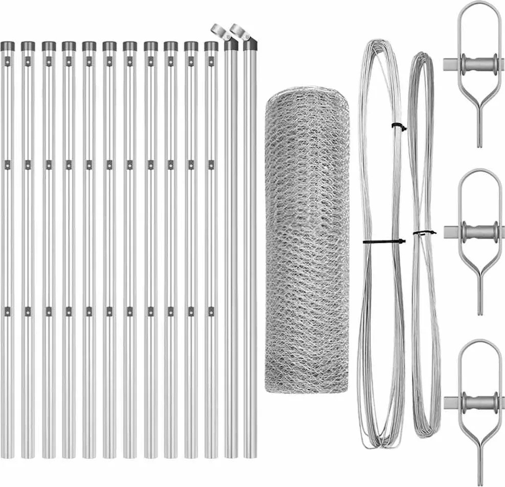 vidaXL Stâlp de gard. Argintiu 25 x 0,5 m (plasă de 25 mm) Oțel