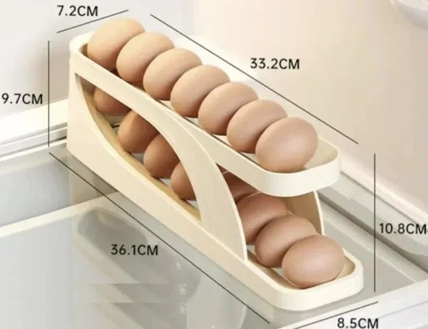 Organizator pliabil pentru ouă pentru frigider - 2 rânduri - bej