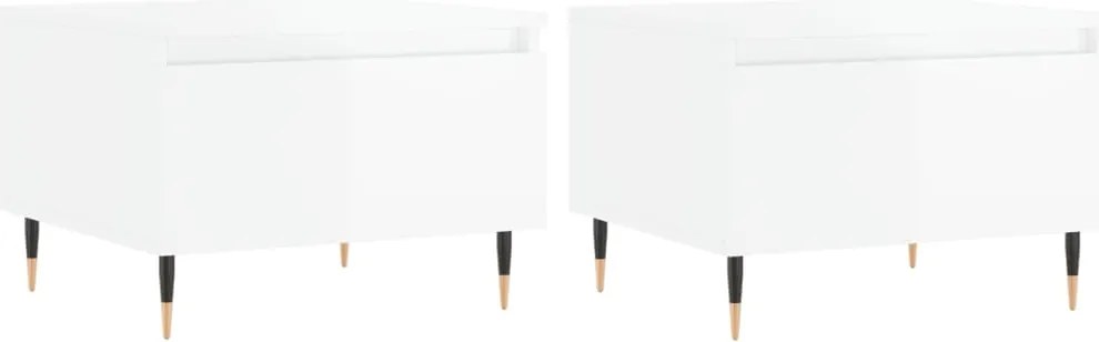 vidaXL Mese de cafea 2 buc. alb extralucios 50x46x35 cm lemn compozit