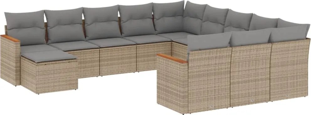 vidaXL Set canapele de grădină cu perne, 12 piese, bej, poliratan