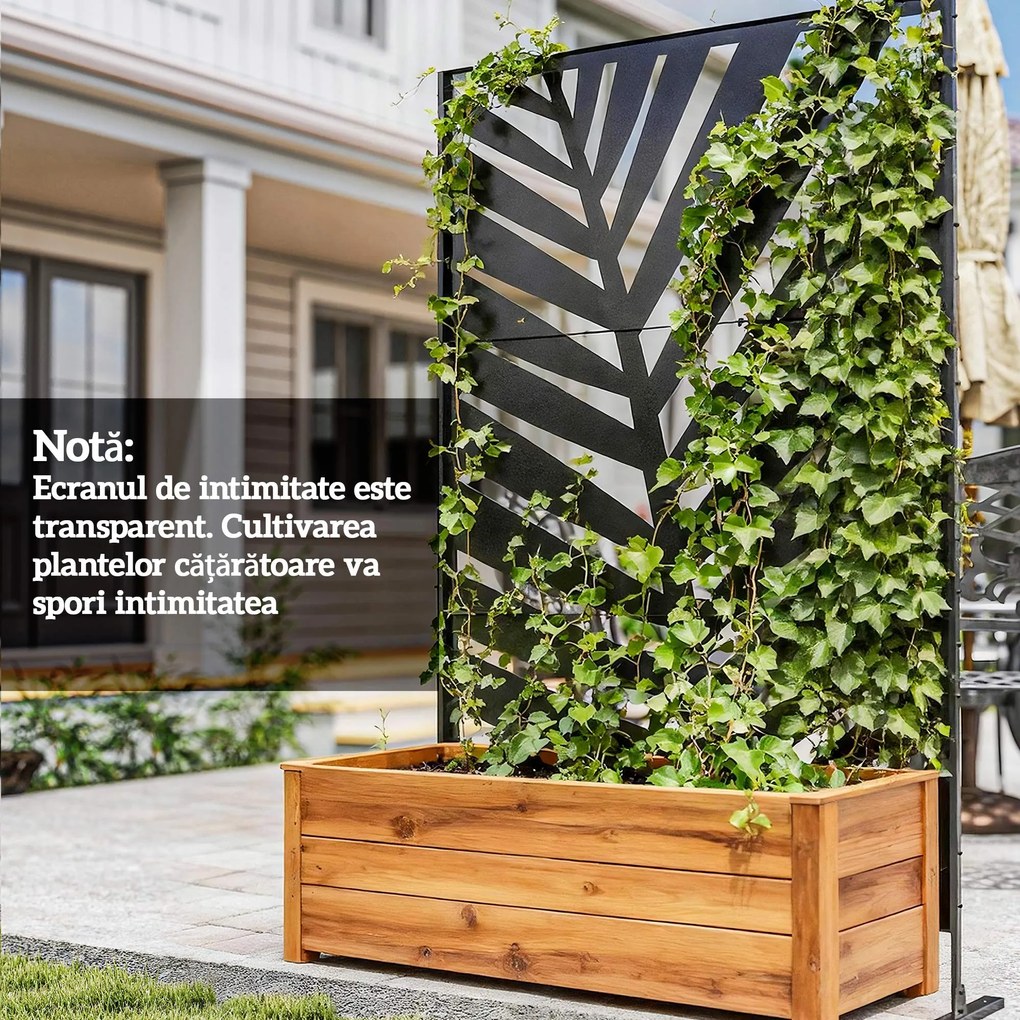Outsunny Panou de Intimitate pentru Exterior din Metal, 122 x 198 cm, Separator Decorativ cu Suport și Șuruburi de Expansiune, Panou Autoportant pentru Grădină, Terasă, Piscină, Frunză de Bananier | Aosom Romania
