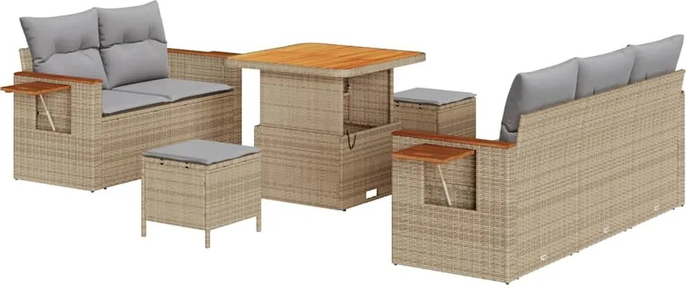 vidaXL Set de canapele pentru grădină 8 pcs Beige și gri deschis