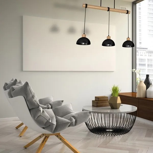 Lustră pe cablu ERIK 3xE27/60W/230V bej/neagră