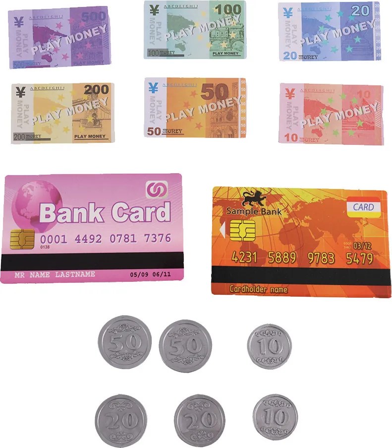 Casierie pentru magazin de jucării cu cărucior de cumpărături, 32 buc