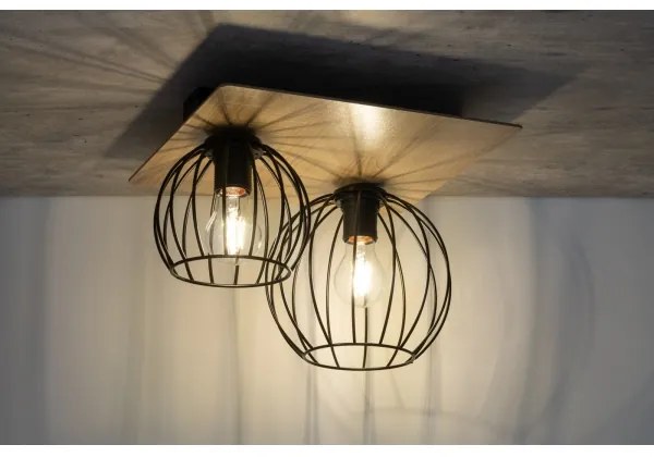 Lustră aplicată CYBER 2xE27/60W/230V lemn/neagră