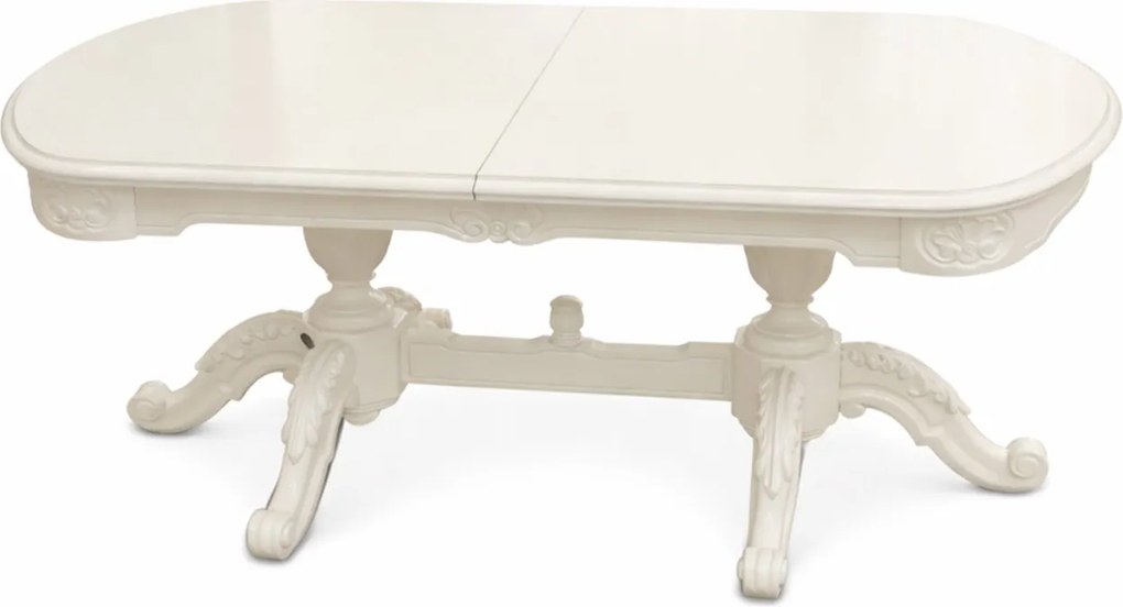 Masă lemn masiv alb de dining Briston Extensibilă