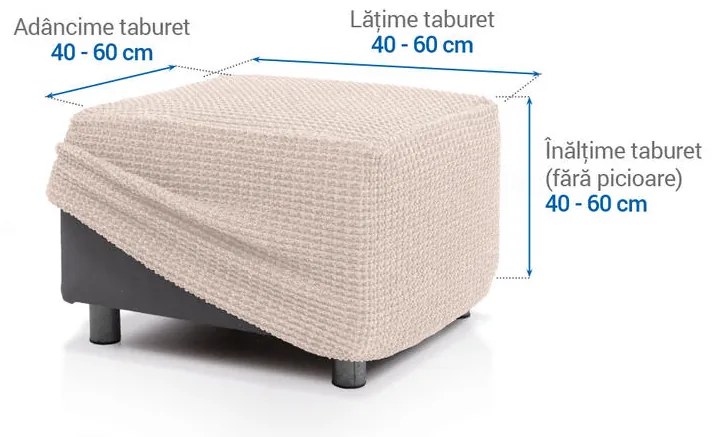 Huse super elastice RUBINIA smântânii taburet (40 - 60 cm)