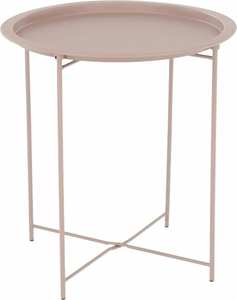 Masuta auxiliara cu tava detasabila RENDER, roz nude, metal, 47x47x50