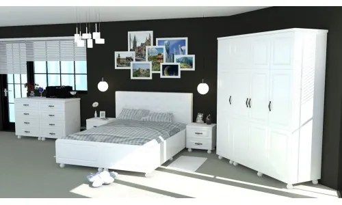 Dormitor Dynasty Alb cu pat 180x200 cm
