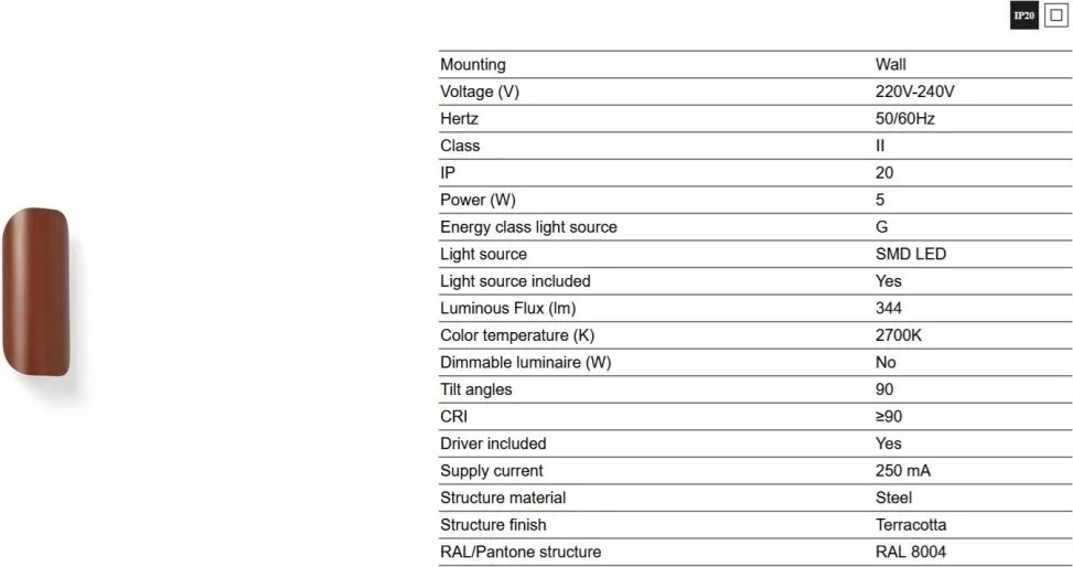 Aplica LED iluminat ambiental NOVO L-25cm terracotta