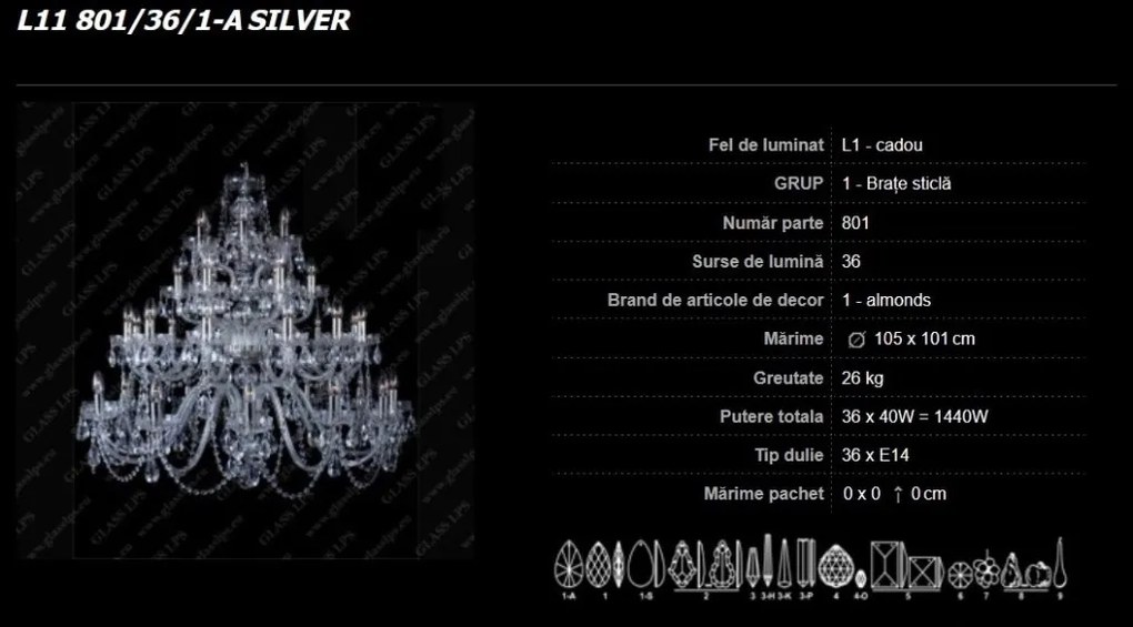 Candelabru XL cu 36 brate Cristal Bohemia