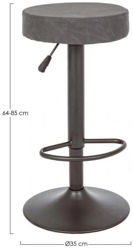 Scaun bar gri inchis din piele ecologica si metal, Vintage Bizzotto