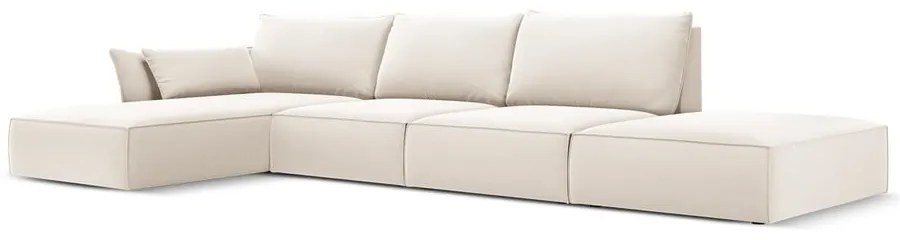 Colțar bej cu tapițerie din catifea (cu colț pe partea stângă, cu șezlong) Vanda – Mazzini Sofas
