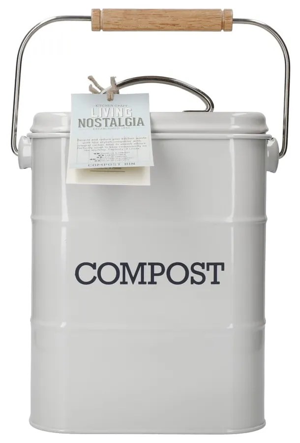 Recipient pentru deșeuri compostabile Kitchen Craft Living Nostalgia, gri, 3 l