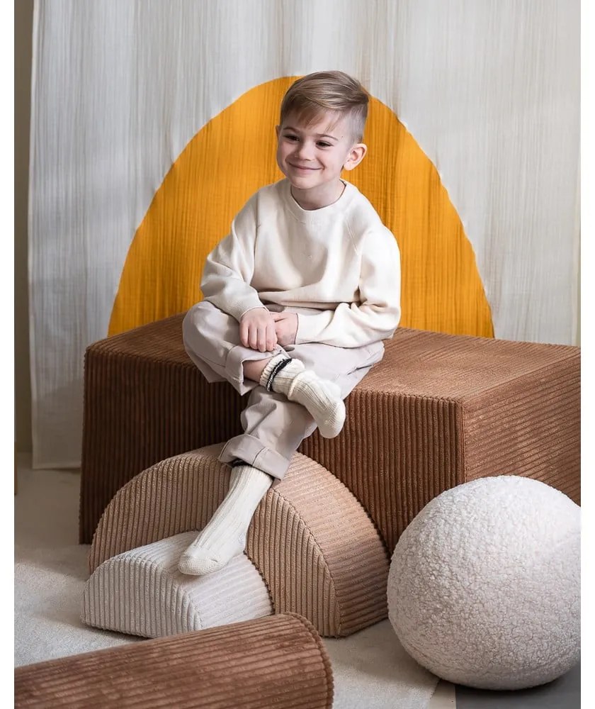 Teren de joacă din spumă maro 3 buc. din catifea reiată înălțime 37 cm 75x49 cm Rainbow Montessori – Wigiwama