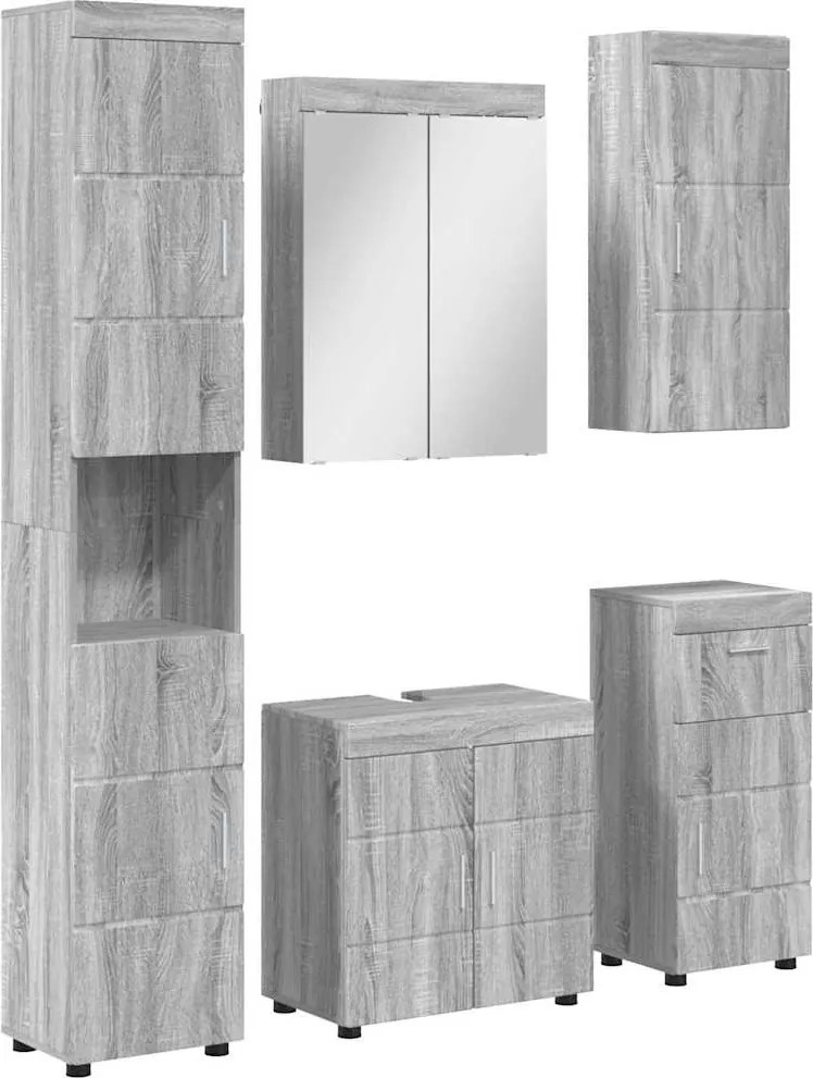 vidaXL Set de mobilier pentru baie TULUM Gri Sonoma Lemn compozit