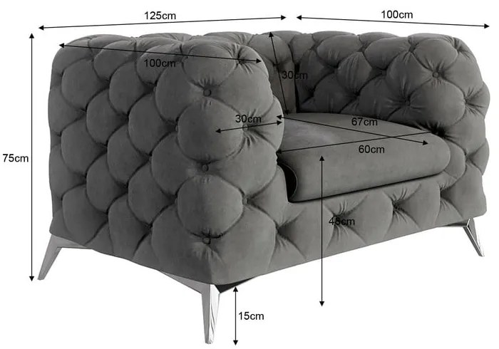 Fotoliu gri cu tapițerie din catifea Chelsea – Ropez