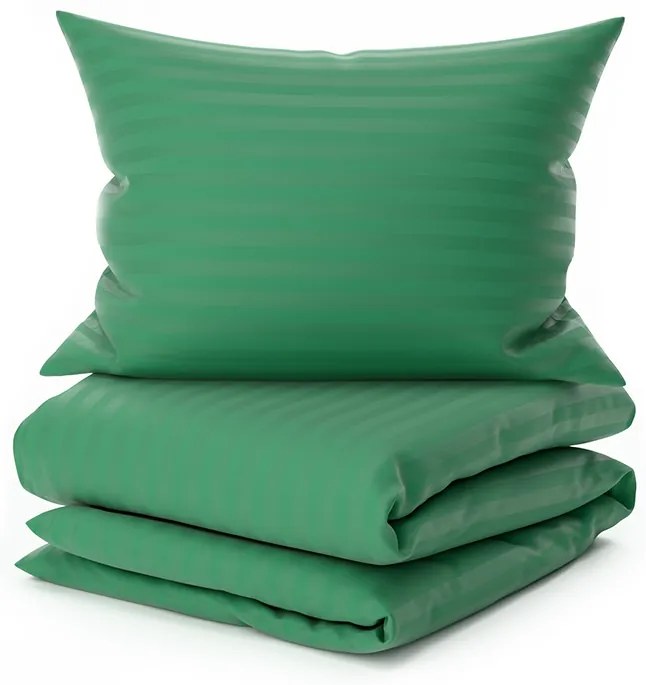 Lenjerie de pat din microfibra hoteliera JASMINE verde inchis - dunga 2 cm Dimensiune lenjerie de pat: 70 x 90 cm | 140 x 220 cm