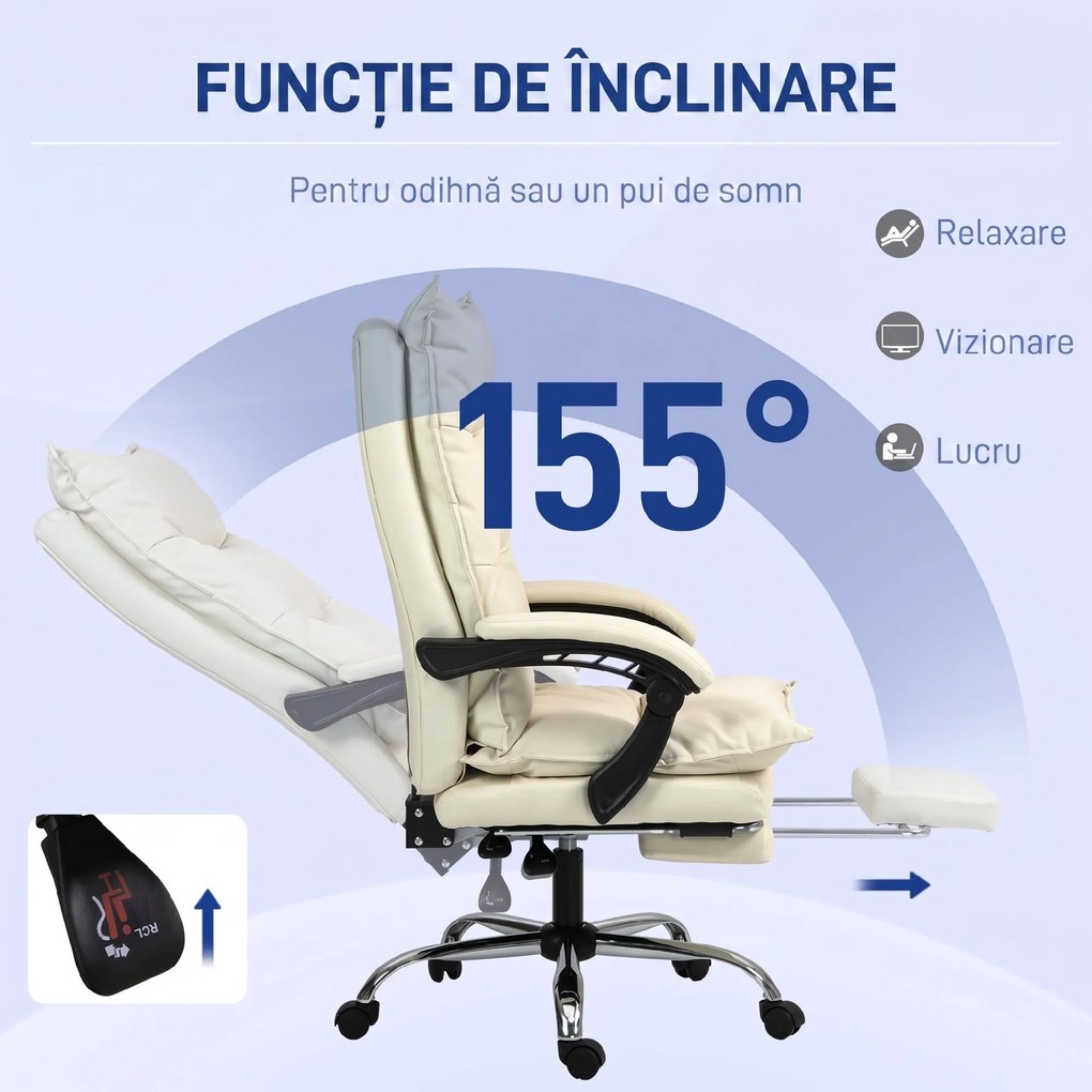 Vinsetto Fotoliu Birou Negru – Rabatabil, Suport Picioare & Ergonomic | Aosom Romania
