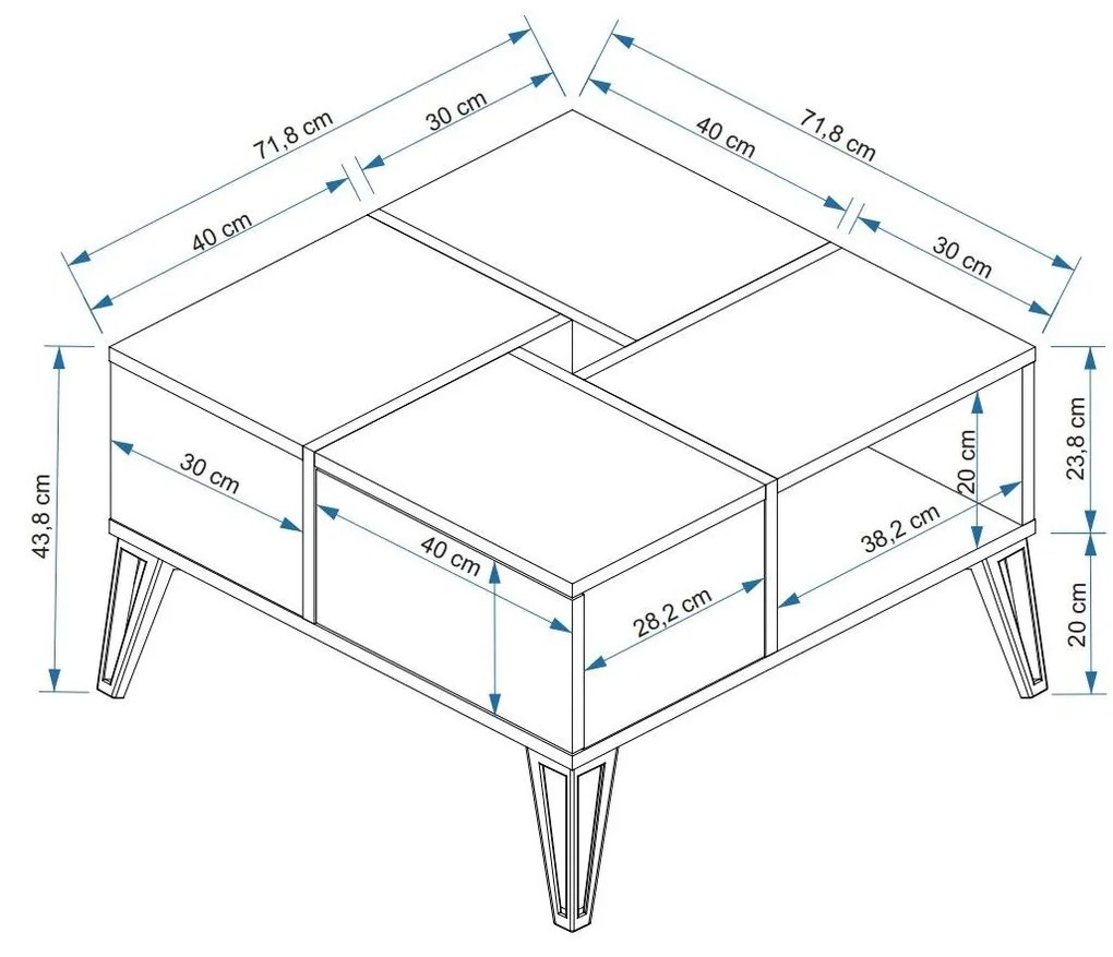 Măsuță de cafea Nirvy (negru + nuc + alb). 1089610