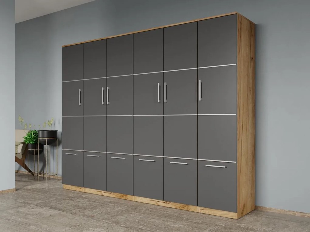 Set mobila dormitor 4 piese Gri/Stejar Adapto C18