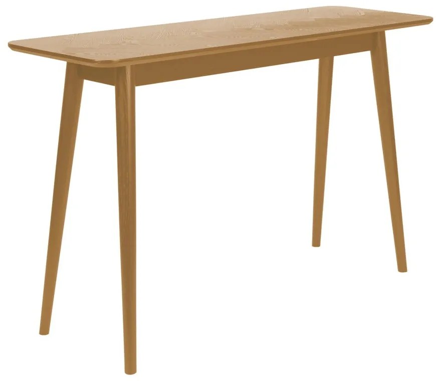 Masă consolă în culoare naturală cu blat cu aspect de lemn de stejar 40x120 cm Fabio – White Label