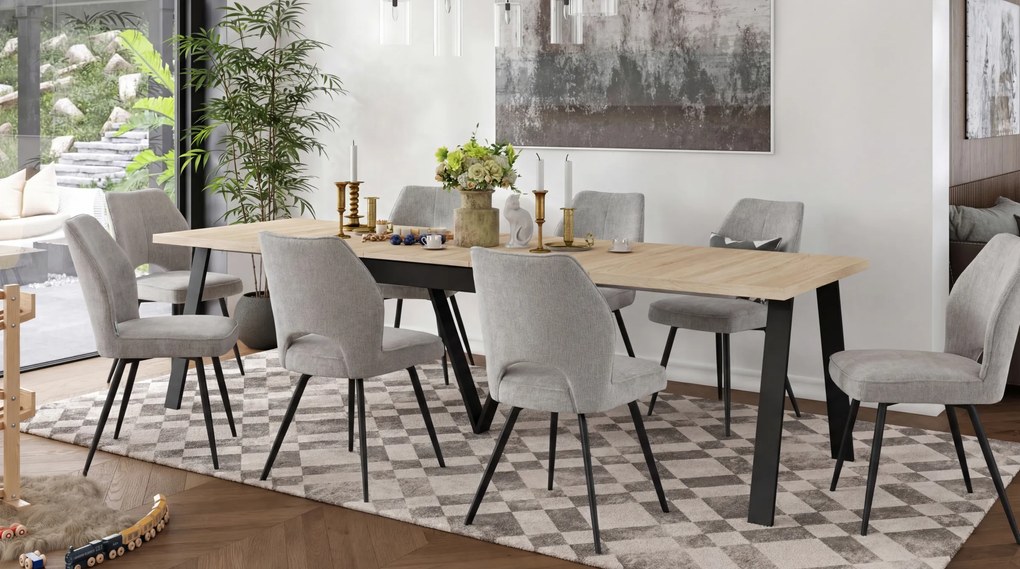 MAZZONI EXPORT TULIP Bej Închis (material textil UF980-03) - SCAUN MODERN TAPIȚAT PENTRU SUFRAGERIE/LIVING/BIROU LOFT