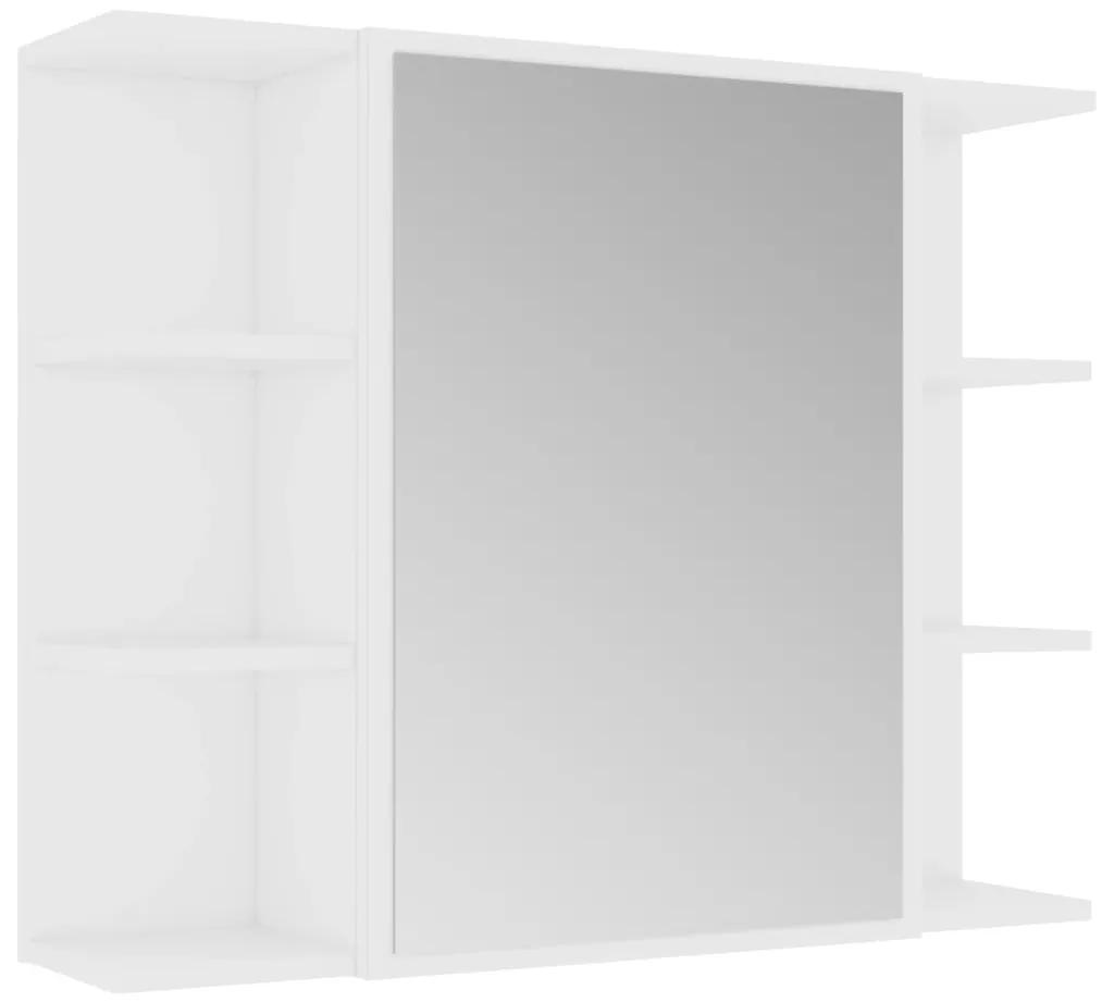 802606 vidaXL Dulap de baie cu oglindă, alb, 80x20,5x64 cm, lemn prelucrat