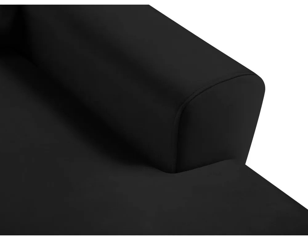 Colțar negru extensibil, cu spațiu de depozitare cu tapițerie din catifea (cu colț pe partea dreaptă, cu șezlong) Kyoto – Cosmopolitan Design