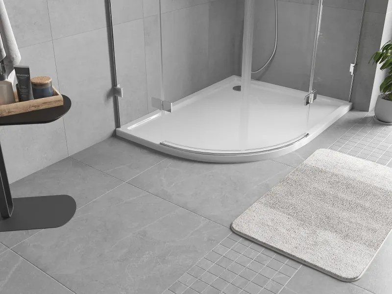 Mexen Flow cadă de duș asimetrică semicirculară slim dreapta 100 x 80 cm, alb lucios - 46Q108010R