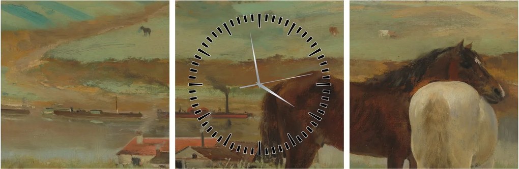 Tablou - Edgar Degas, Horses in a Meadow, reproducere (cu ceas) (90x30 cm)