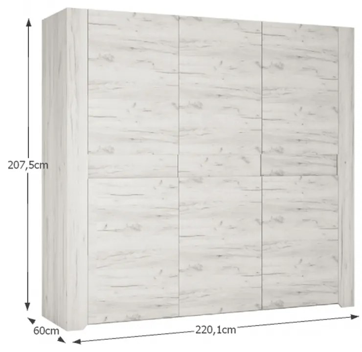 Set dormitor, (dulap, pat 160x200, 2x noptiera), alb craft, ANGEL