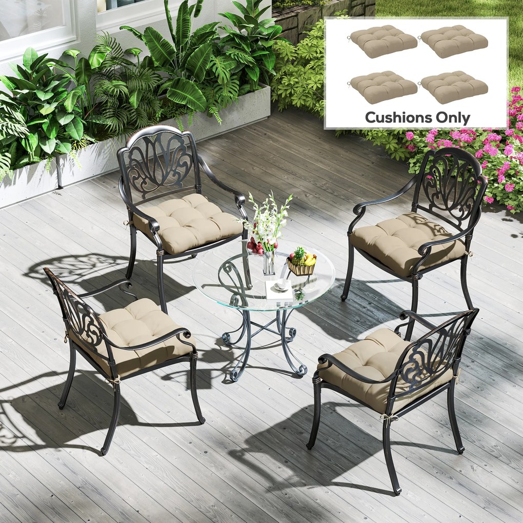 Outsunny Set de perne pentru scaune de dining și grădină, impermeabile și anti-UV, cu 2 șnururi de fixare, 48x48x10 cm, kaki | Aosom Romania