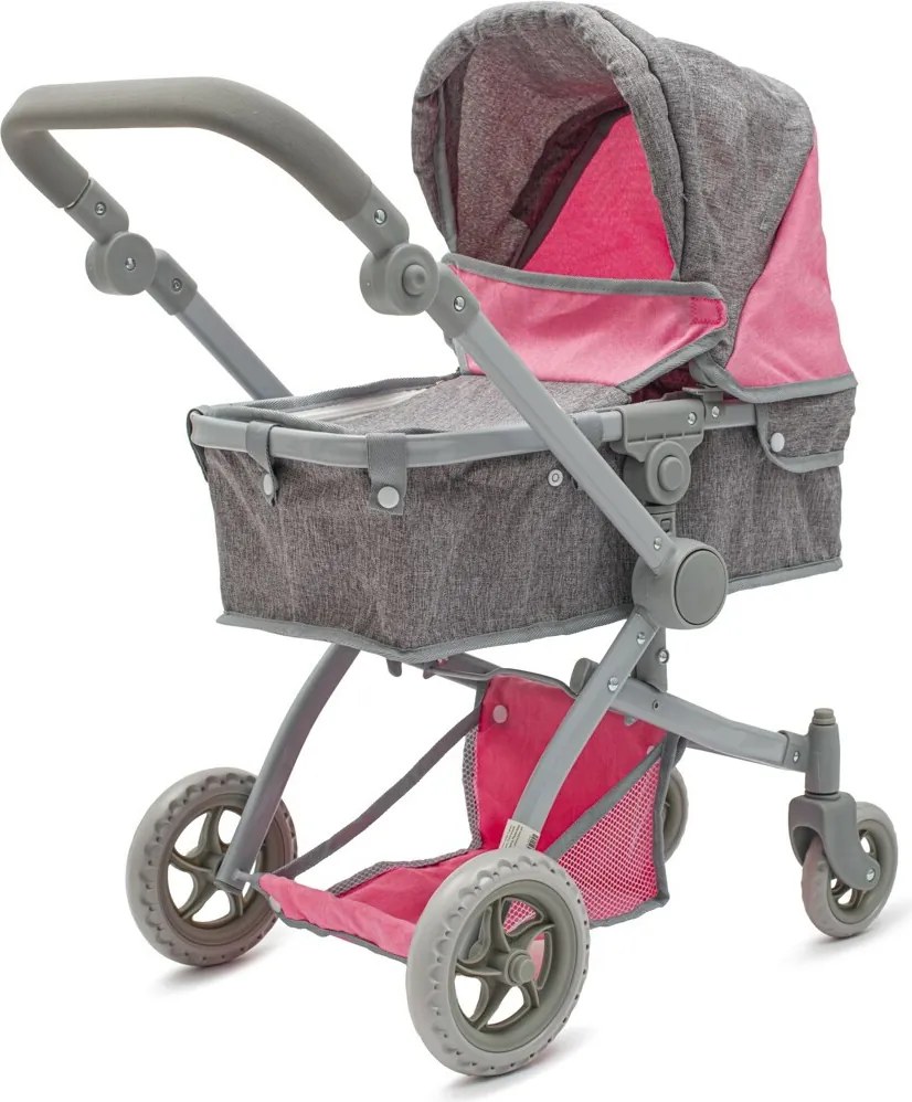 Baby Mix Cărucior pentru păpuși 2 în 1 Sophie roz - gri, 63,5 x 37 x 63,5 cm