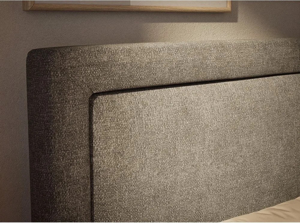 Pat boxspring gri cu spațiu de depozitare 180x200 cm Fresco – Maison de Rêve