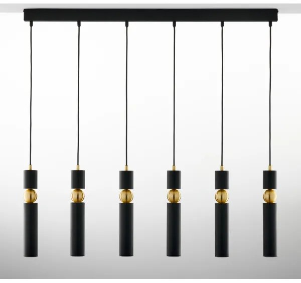 Lustră pe cablu Jupiter 2005 ALAS 6xGU10/10W/230V negru/auriu