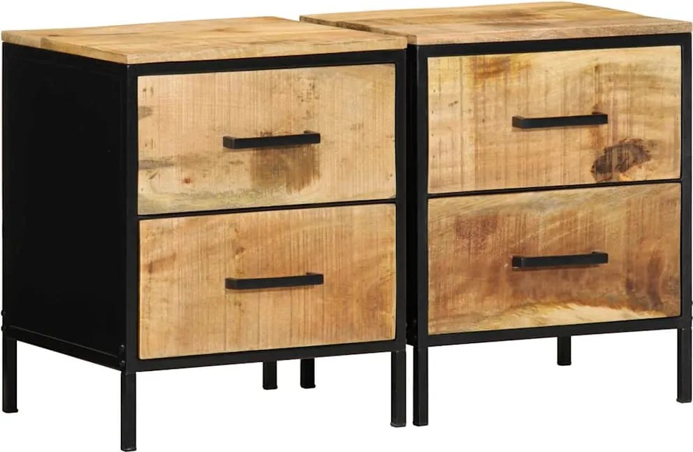 vidaXL Dulap de noapte cu sertar 2 pcs Maro și negru 40 x 35 x 50 cm